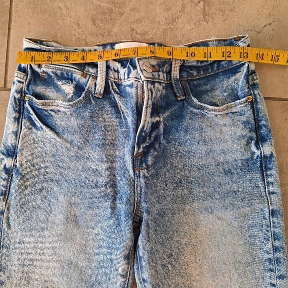 FRAME LE HIGH SKINNY JEANS CROPPED‎ FRAYED-HEM DISTRESSING LOMBARD WASH BLUE 26 - Picture 5 of 8